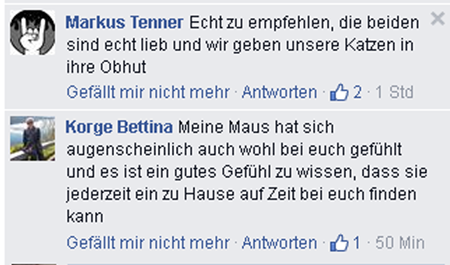 Kommentare 2- Tierpension Baruth - Katzenpension Baruth - Tierheim Baruth