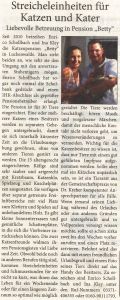 Zeitungsartikel - Tierpension Beelitz - Katzenpension Beelitz - Tierheim Beelitz