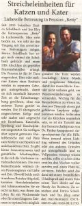 Zeitungsartikel - Tierbetreuung Luckenwalde  - Katzenpension Luckenwalde – Tierpension Luckenwalde